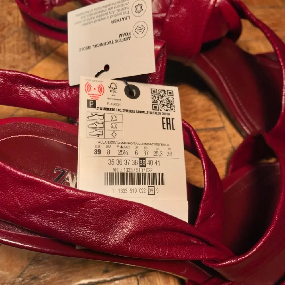 Zara Leather Low Heel Sandals Vibrant Red Chic Classy Open-Toe Slingback Size 8